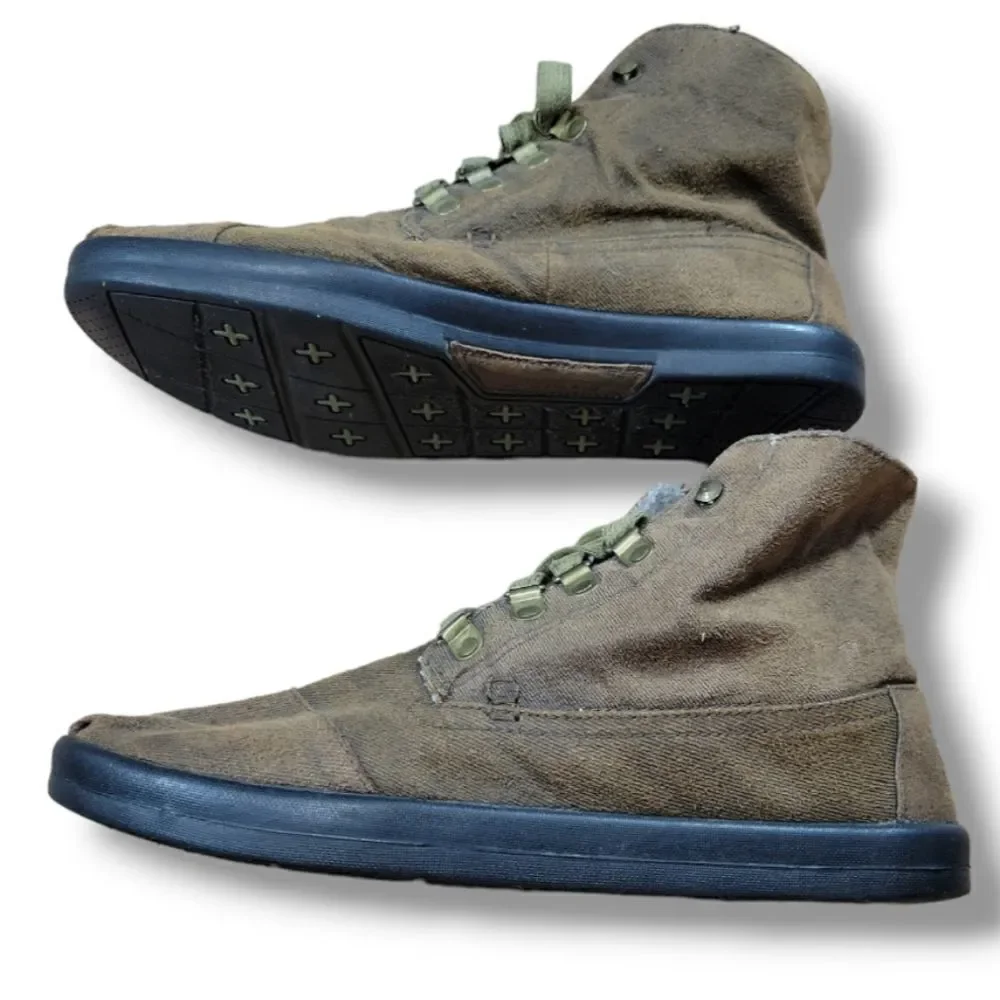 Toms Shoes Size 11 W Women's Toms Highlands Botas Boots High Top Canvas Brown